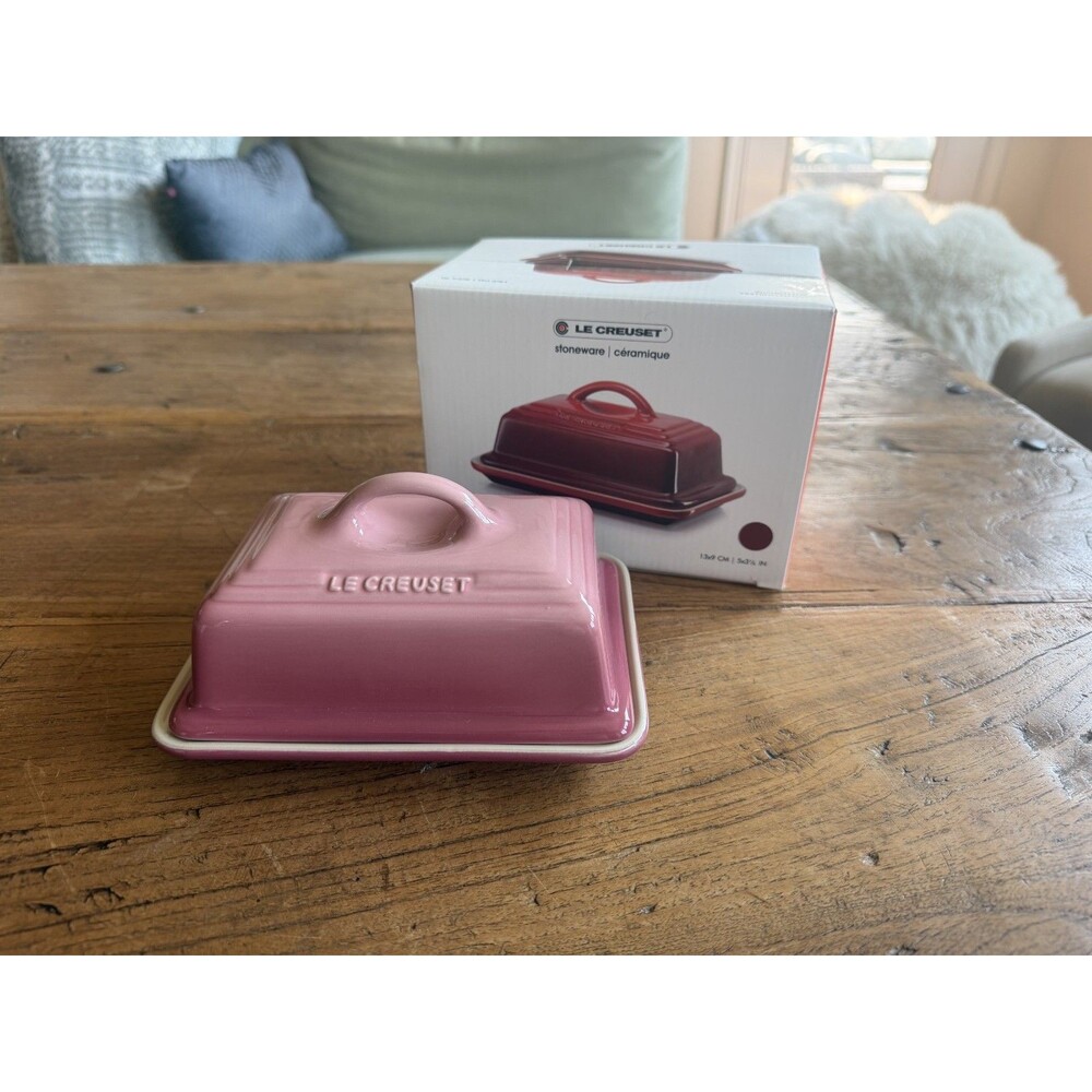 Le Creuset Stoneware European Butter Dish UK Rose Quartz Pink NEW NIB